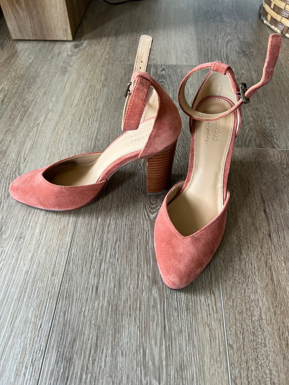 Soludos Dusty Rose Suede Ankle-Strap Block Heels
